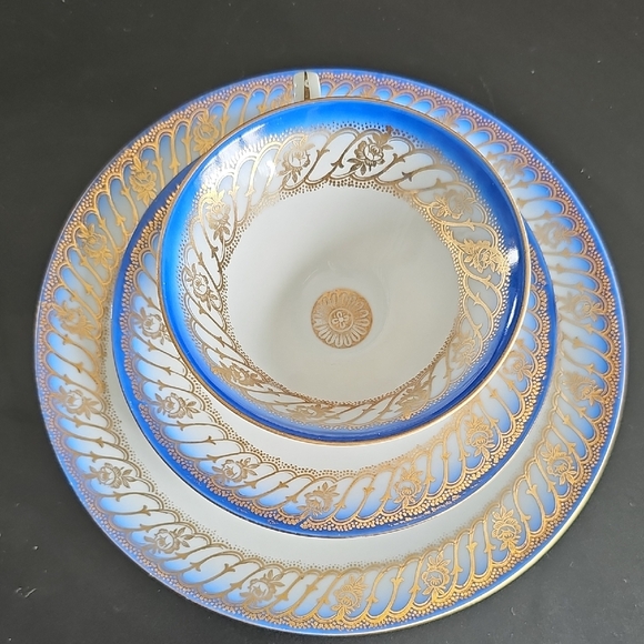 Elegant Blue and Gold German antique Tea Set.Bareuther Waldsassen. - Picture 7 of 7